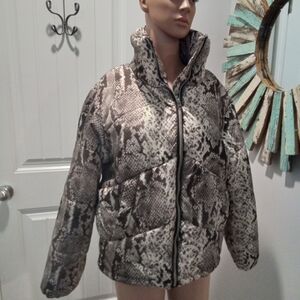 ME JANE size L. Women's Snake Print Puffer Jacket